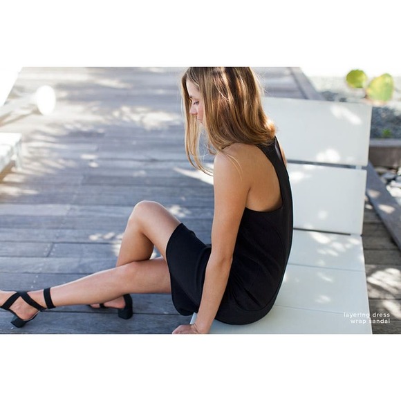 Emerson Fry Ponte Layering Dress Black Racerback Size 2 LBD Classic Minimalist - Picture 1 of 16